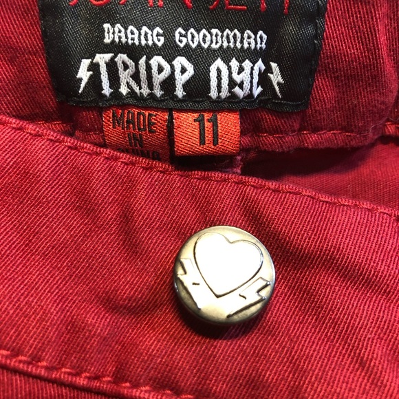 Vintage Joan Jett Tripp NYC Daang Goodman Lace up Red Jeans Size 11 denim - Picture 13 of 16
